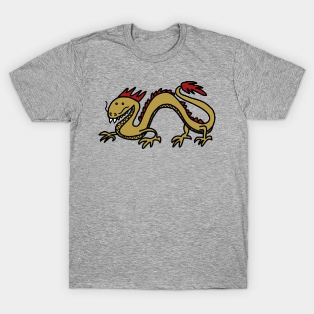 Dragon in Gold and Red T-Shirt by ellenhenryart